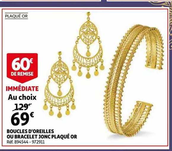 boucles d'oreilles ou bracelet jonc plaqué or