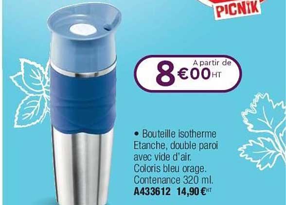 bouteille isotherme étanche double paroi avec vide d'air picnik