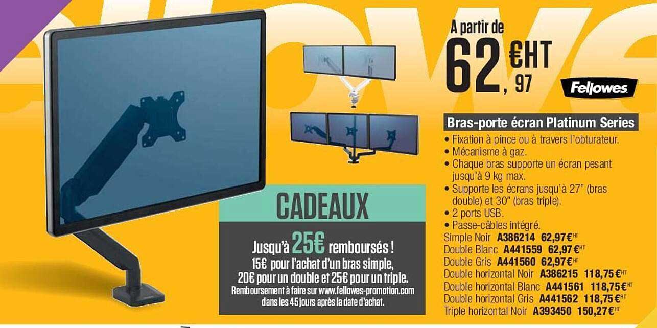 bras-porte écran platinum series fellowes