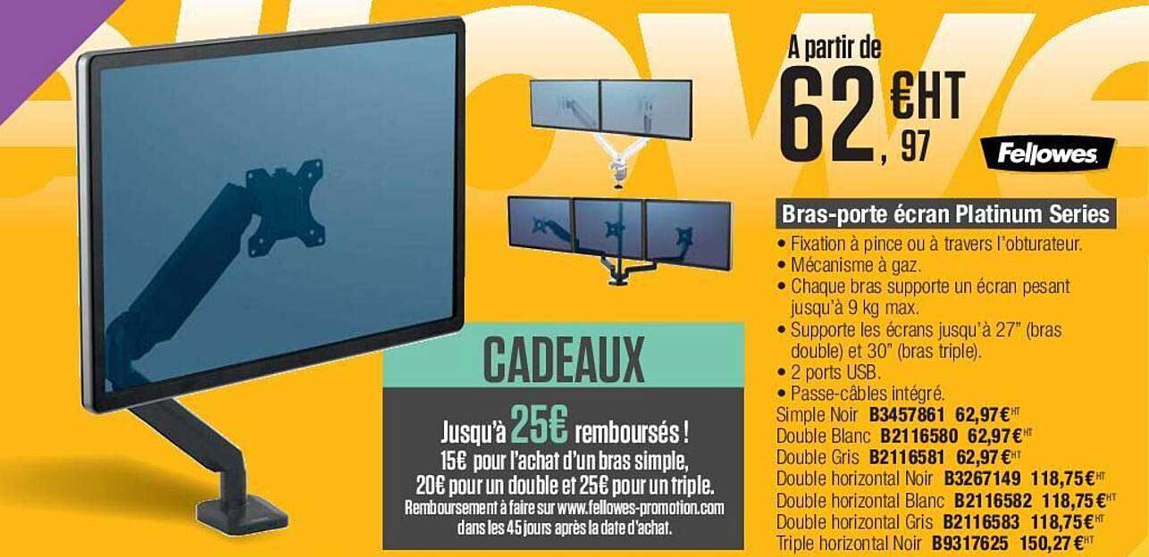 bras-porte écran platinum series fellowes