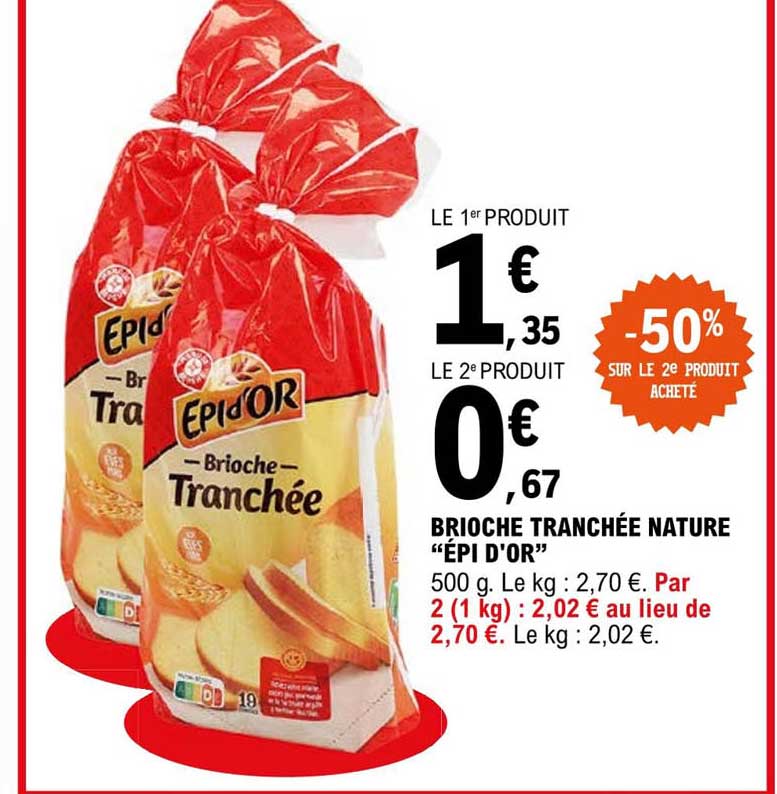 brioche tranchée nature "épi d'or"