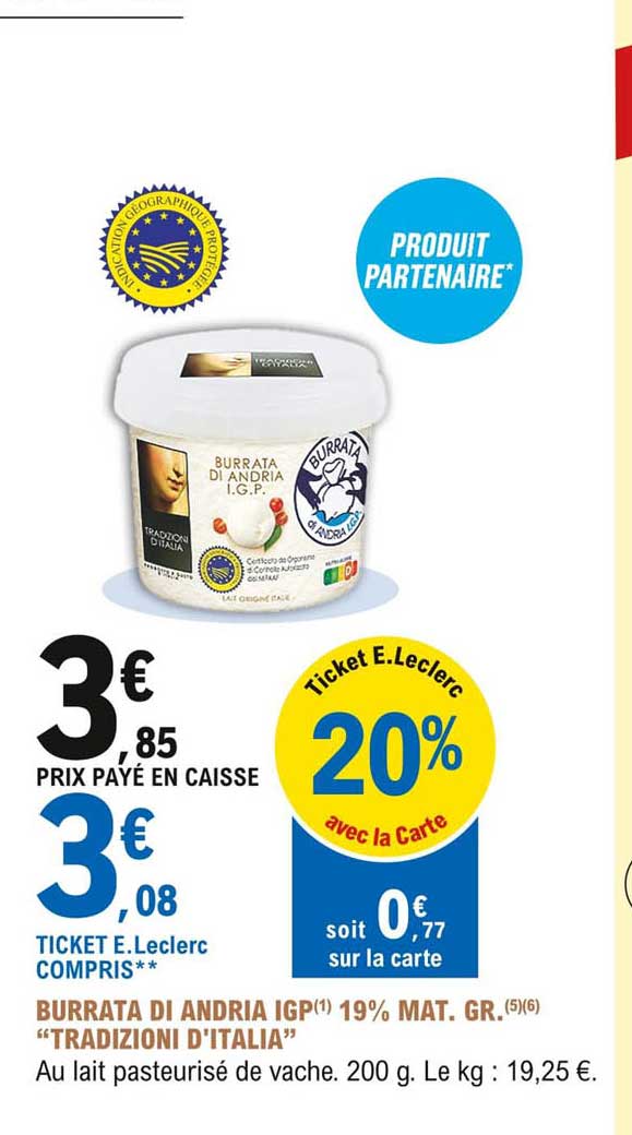 burrata di andria igp 19% mat. gr. "tradizioni d'italia"