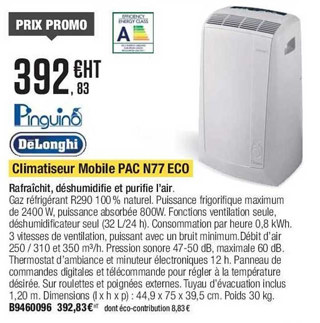 Climatiseur Mobile Pac N77 Eco Delonghi Pinguino