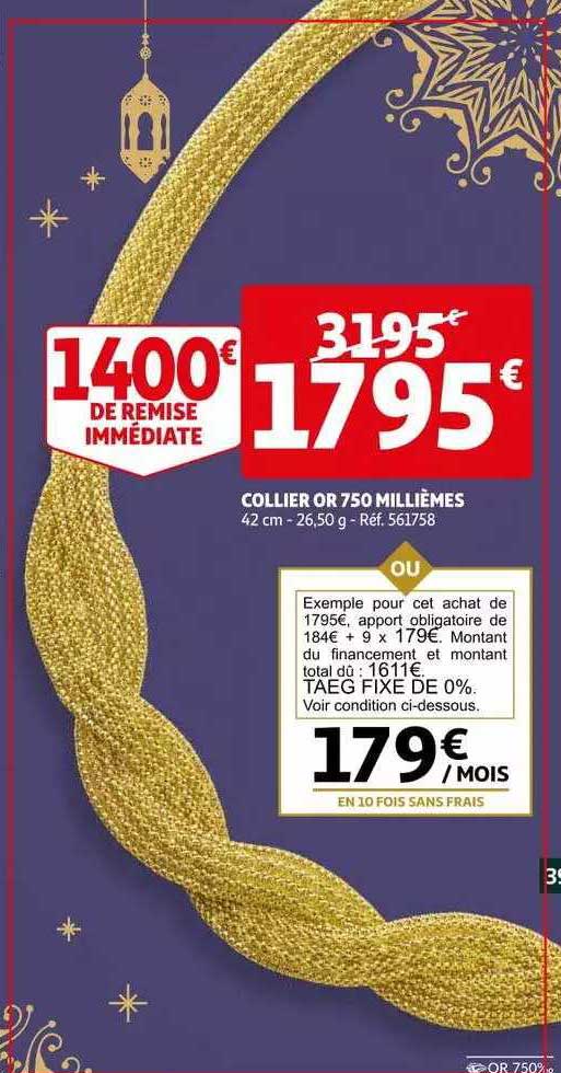 collier or 750 millièmes
