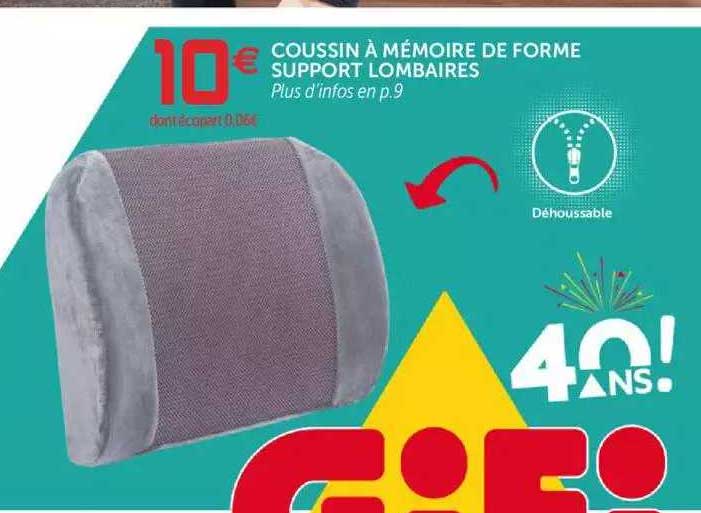 coussin à mémoire de forme support lombaires