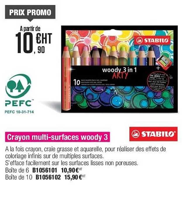 crayon multi-surfaces woody 3 stabilo