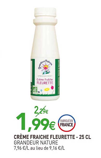 crème fraîche fleurette grandeur nature - 25 cl