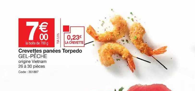 crevettes panées torpedo gel-pêche