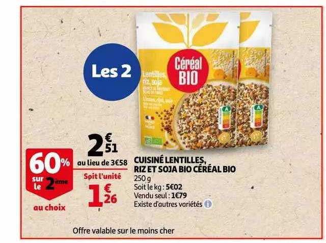 Cuisiné Lentilles, Riz Et Soja Bio Céréal Bio