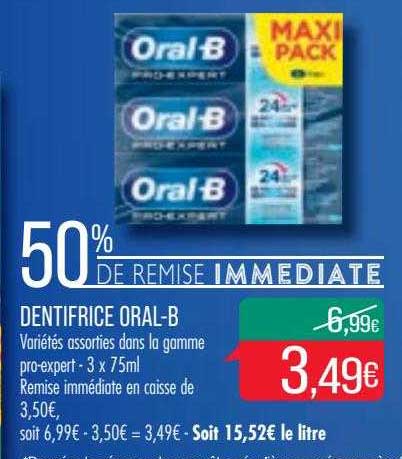 deitifrice oral-b 50% de remise immediate