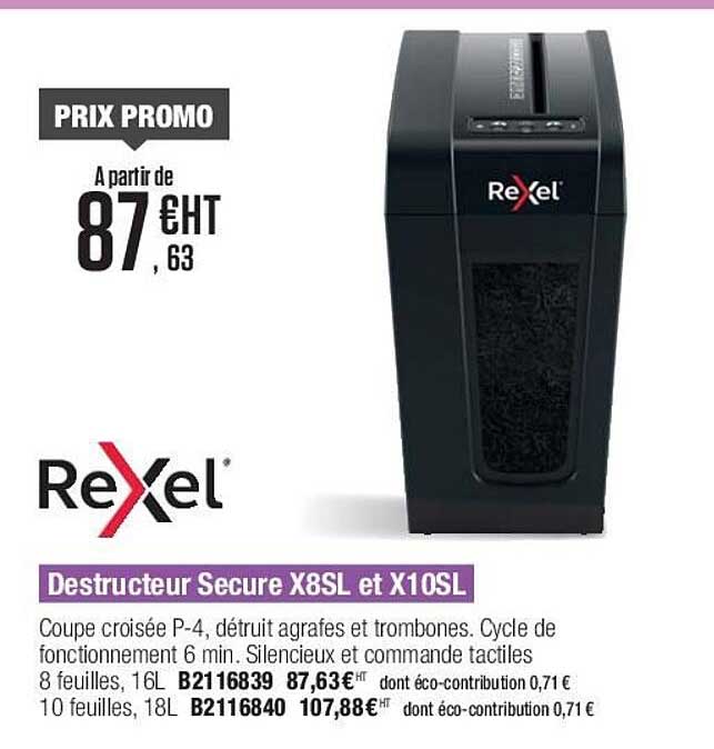 destructeur sécure x8sl et x10sl rexel