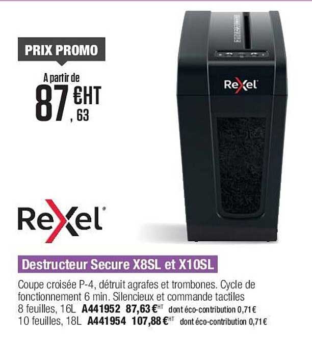 destructeur secure x8sl et x10sl rexel