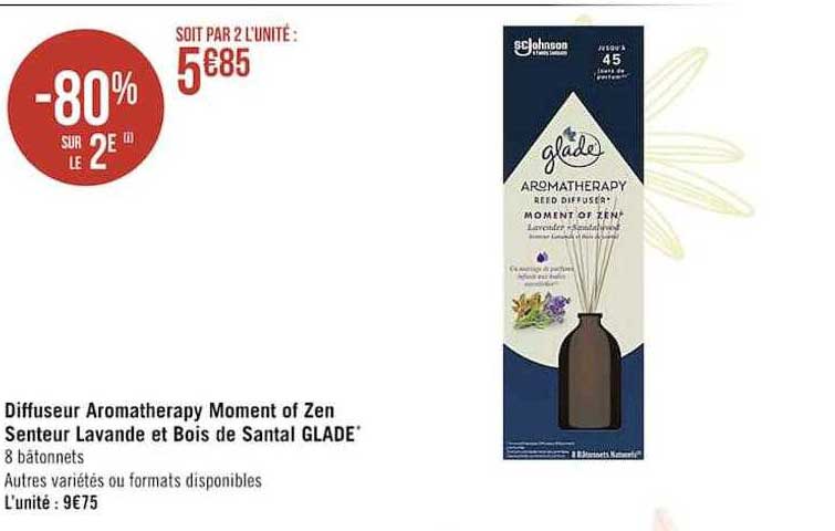 Diffuseur Aromathérapy Moment Of Zen Senteur Lavande Et Bois De Santal Glade