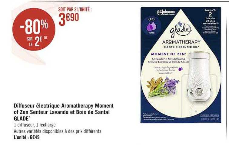 diffuseur électrique aromatherapy moment of zen senteur lavande et bois de santal glade