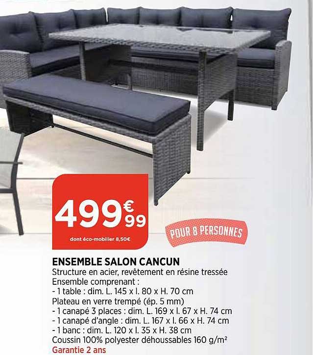ensemble salon cancun pour 8 personnes