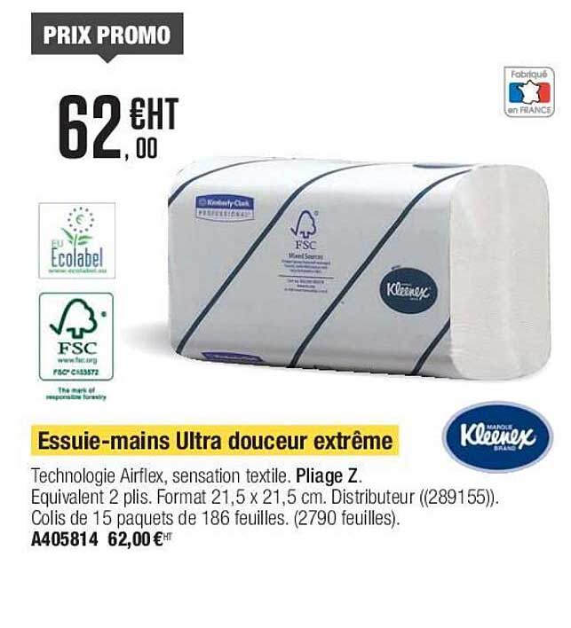 essuie-mains ultra douceur extrême kleenex