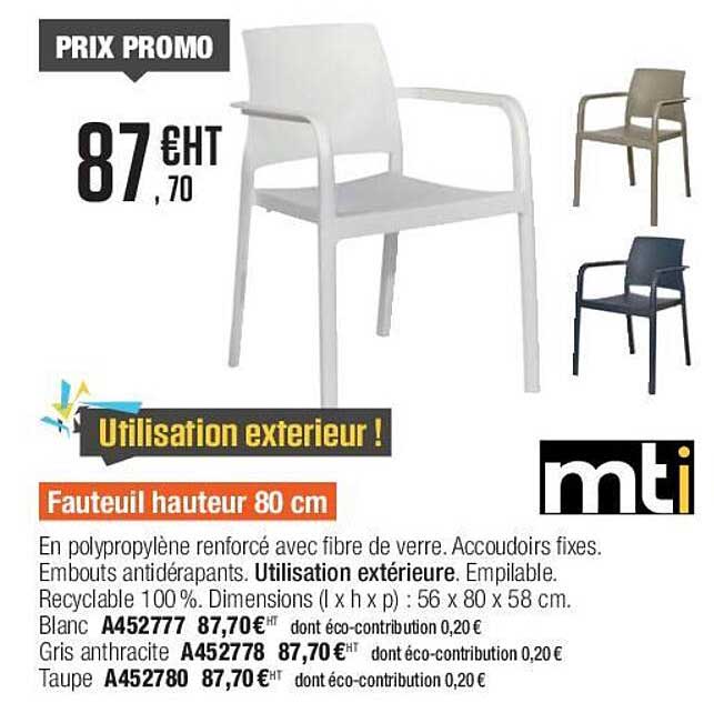 fauteuil hauteur 80 cm mti