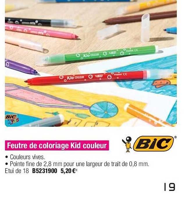 feutre de coloriage kid couleur bic