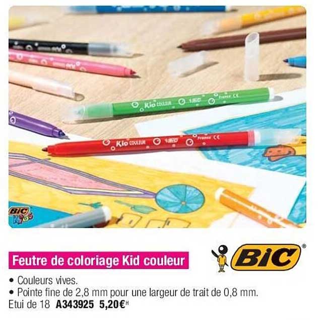 feutre de coloriage kid couleur bic
