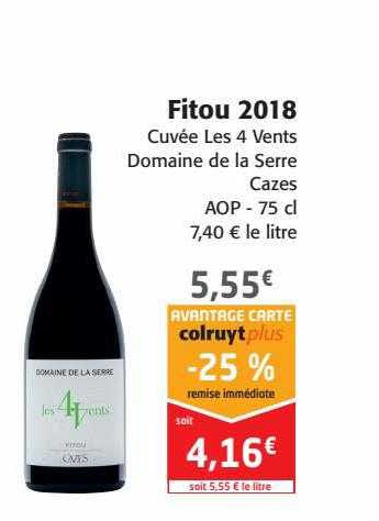 fitou 2018 cuvée les 4 vents domaine de la serre cazes