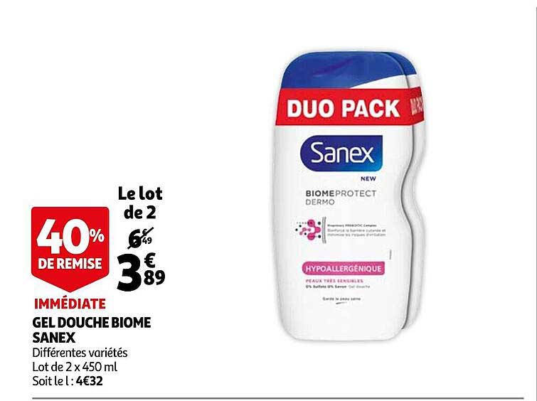 gel douche biome sanex
