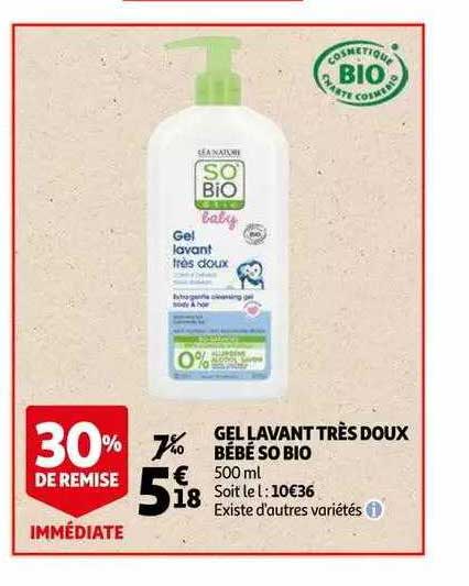 gel lavant très doux bébé so bio