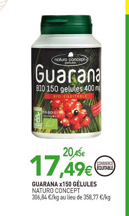guarana x150 gélules naturo concept