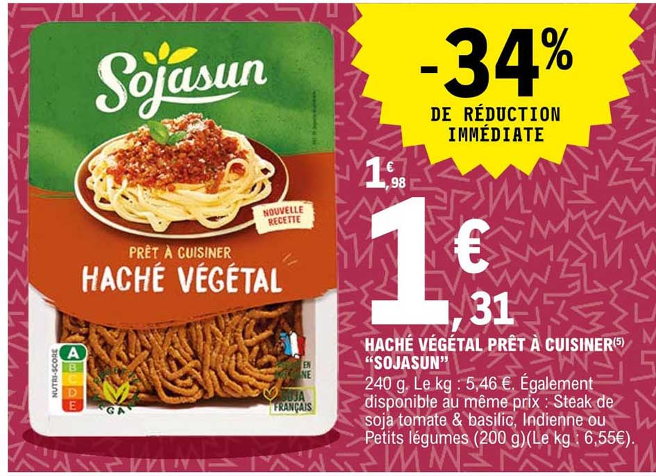 haché végétal prêt à cuisiner "sojasun"
