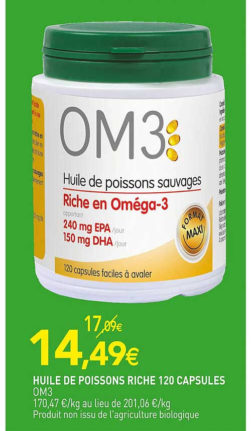 Huile De Poissons Riche 120 Capsules Om3