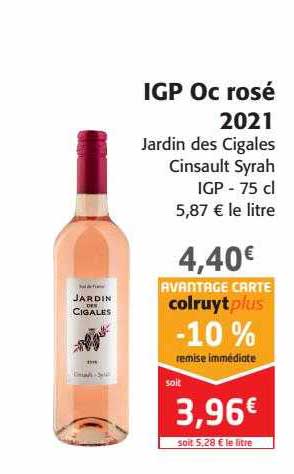 igp oc rosé 2021 jardin des cigales cinsault syrah
