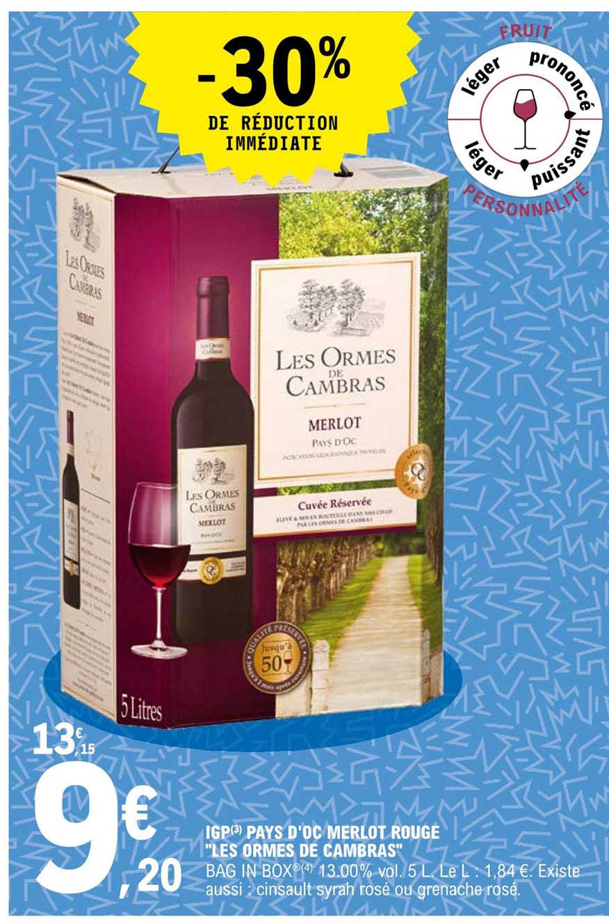 igp pays d'oc merlot rouge "les ormes de cambras"