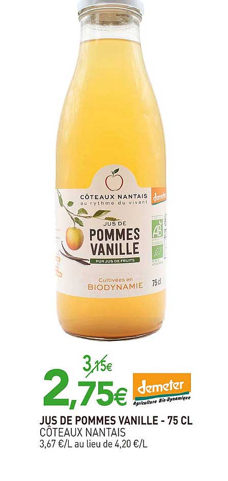 jus de pommes vanille côteaux nantais - 75 cl