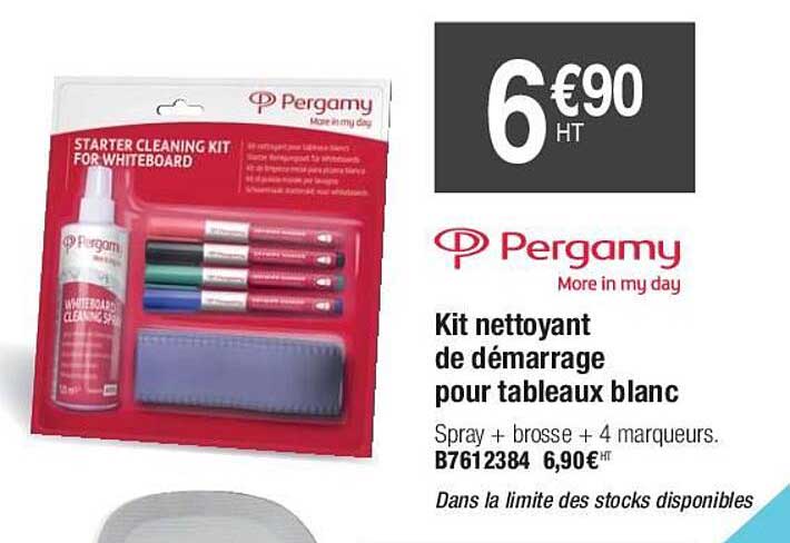 kit nettoyant de démarrage pour tableaux blanc pergamy