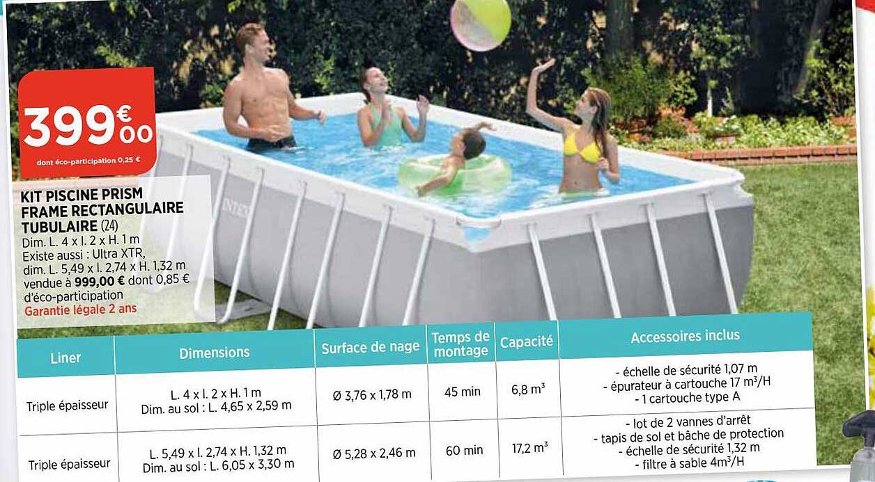 kit piscine prism frame rectangulaire tubulaire