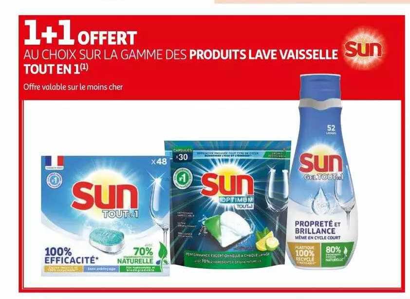 la gamme des produits lave vaisselle sun tout en 1