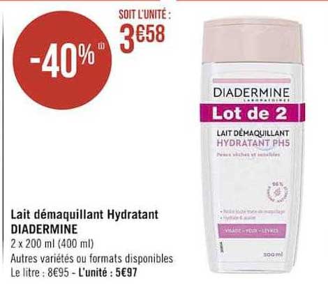 Lait Démaquillant Hydratant Diadermine