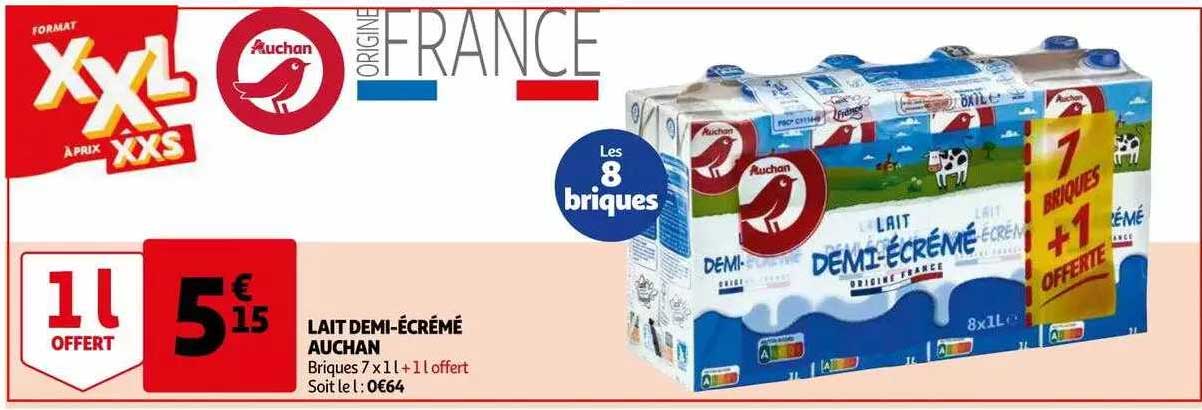 lait demi-écrémé auchan