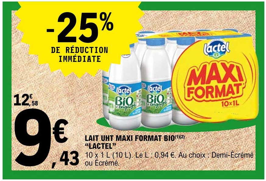 lait uht maxi format bio "lactel"