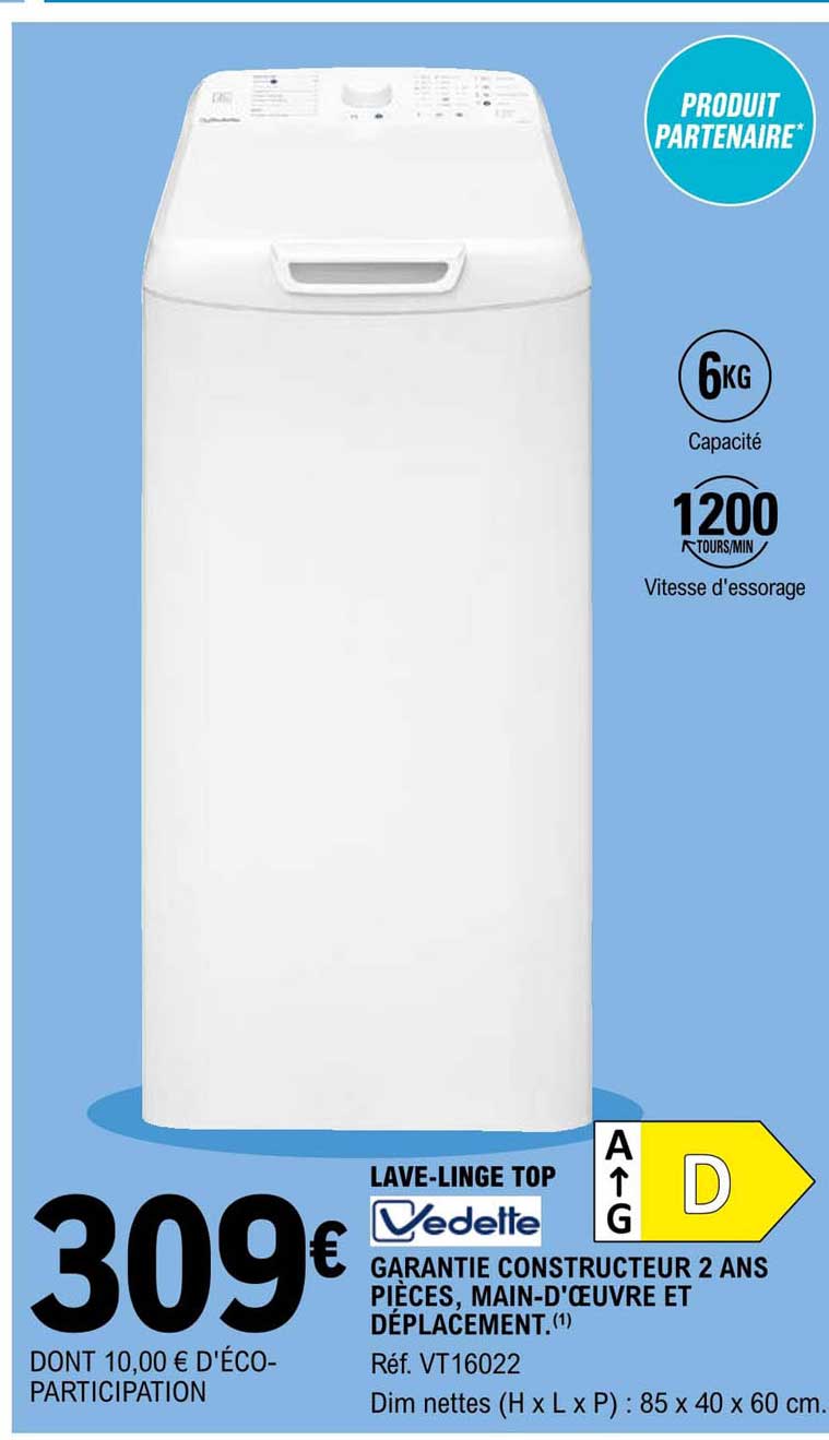 Lave-linge Top Vedette