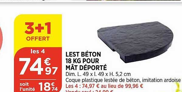lest béton 18 kg pour mât déporté