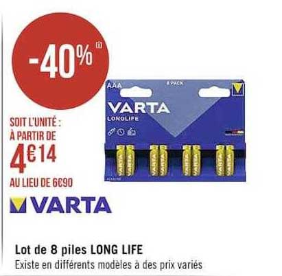 Lot De 8 Piles Long Life Varta