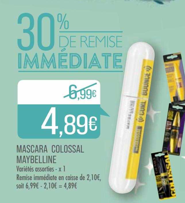 mascara colossal maybelline 30% de remise immédiate