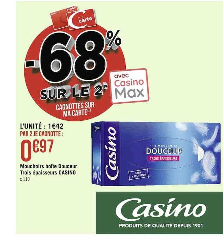 mouchoirs boîte douceur trois épaisseurs casino