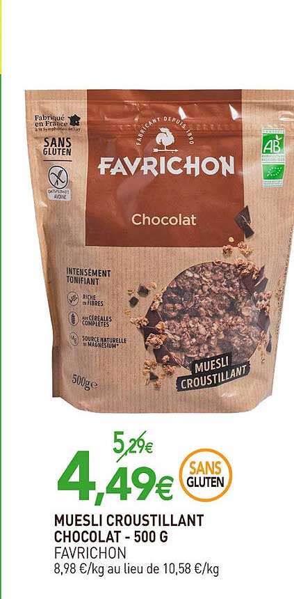 Muesli Croustillant Chocolat Favrichon - 500 G