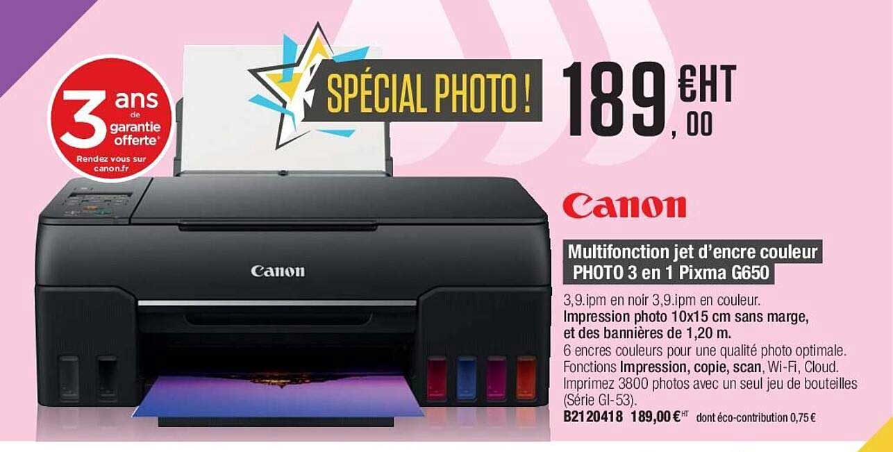 multifonction jet d'encre couleur photo 3 en 1 pixma g650 canon
