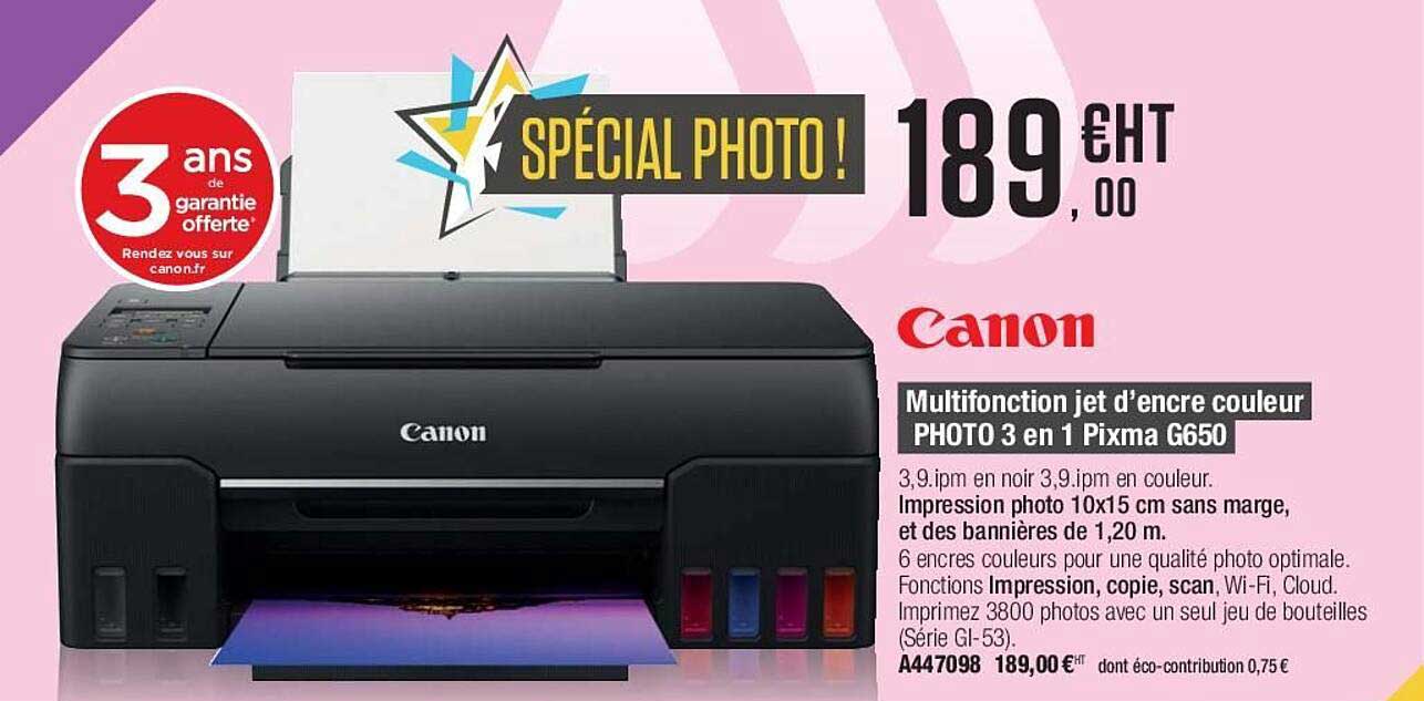 multifonction jet d'encre couleur photo 3 en 1 pixma g650 canon