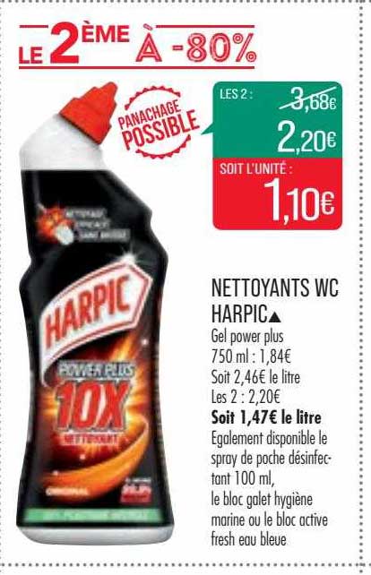 nettoyants wc harpic le 2ème à -80%