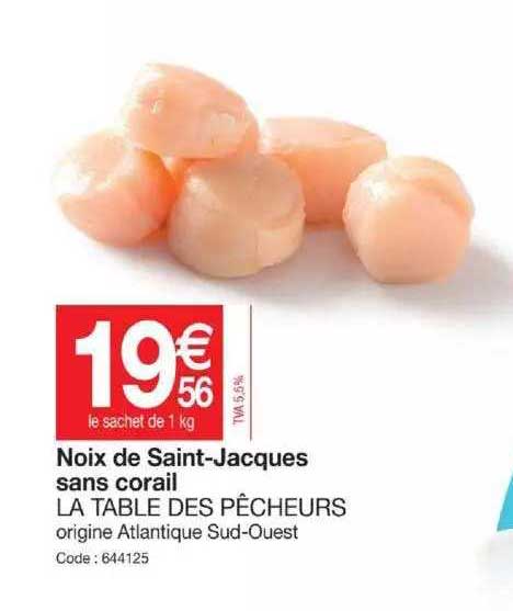 noix de saint-jacques sans corail la table des pêcheurs
