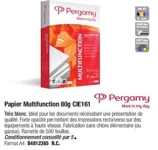 papier multifunction 80g cie161 pergamy