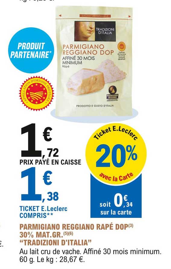 parmigiano reggiano râpé dop 30% mat. gr. "tradizioni d'italia"